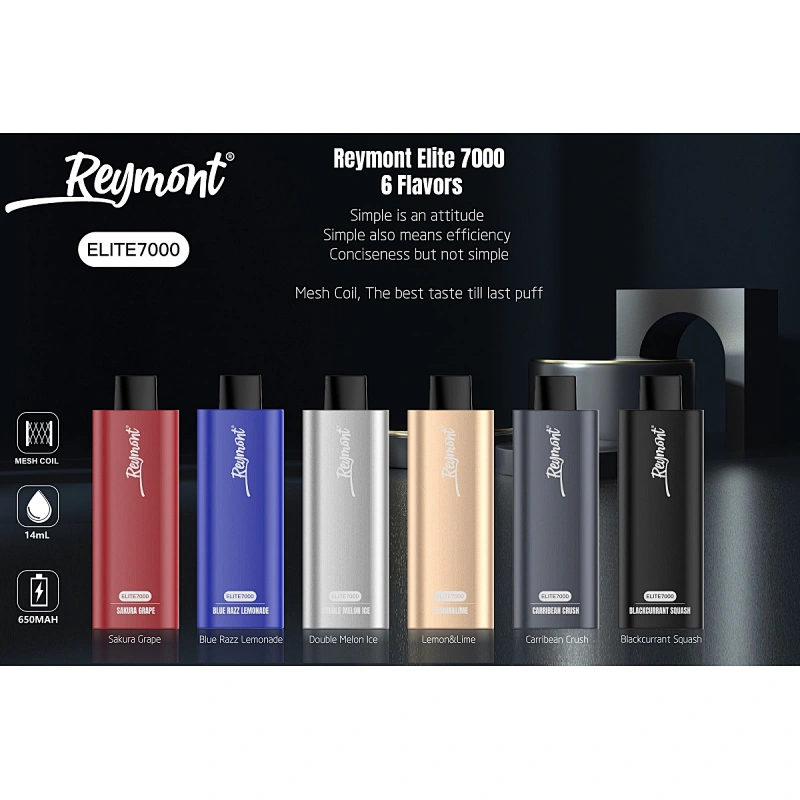 Reymont Elite 7000 Puffs Wonderfull Flavour Mesh Coil Until Last Puff Love the Power Love the Price Disposable Vape Pen Electronic Cigarette